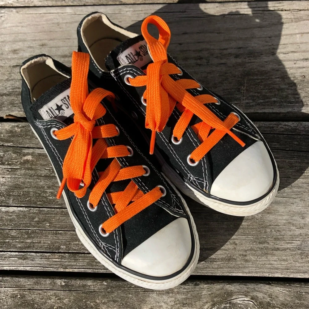 - Converse Black Canvas All-Star Sneakers w/NEW Orange Laces! EUC!